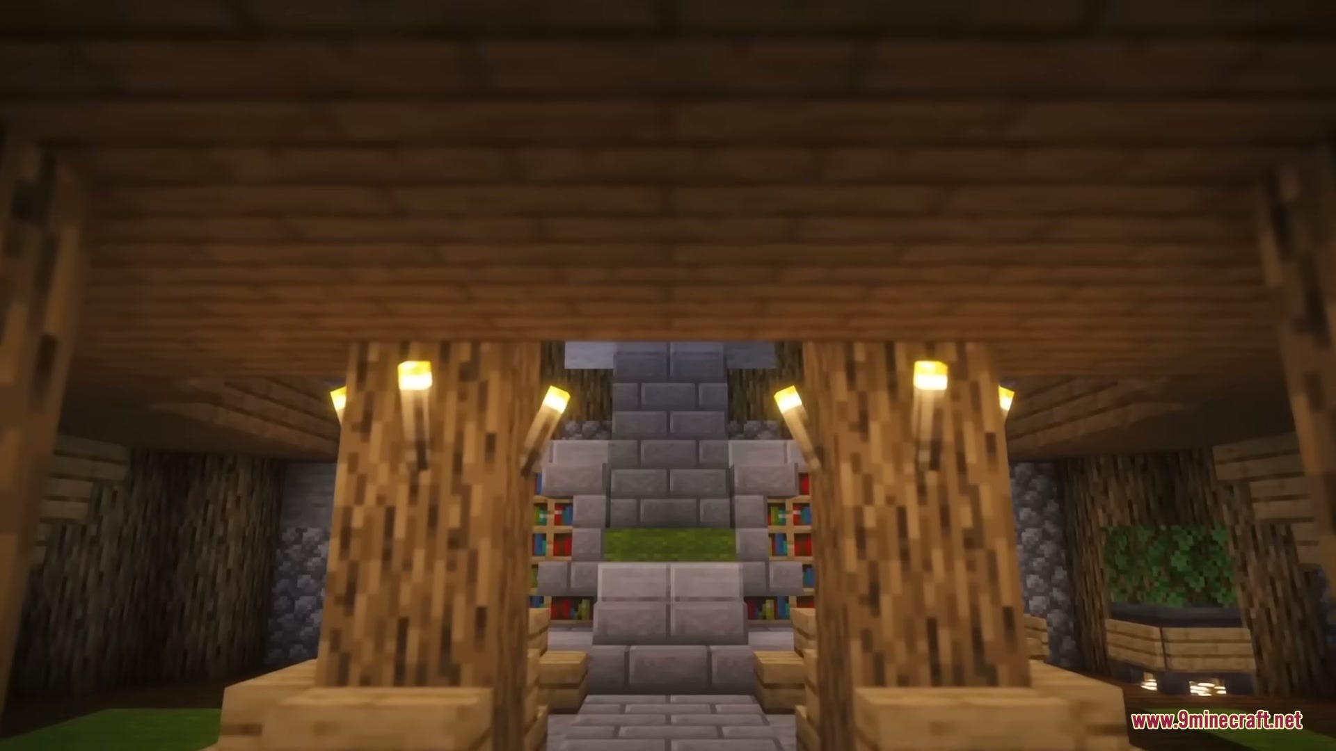 Middle Age Castles Mod Screenshot 9 Interior view of a medieval castle hall with wooden pillars and stone structures