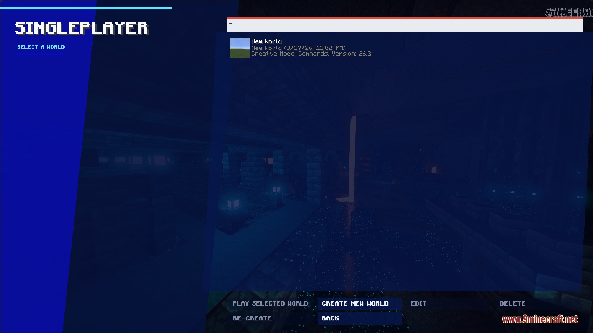 Midnight Echo Interface mod updates the singleplayer world selection screen