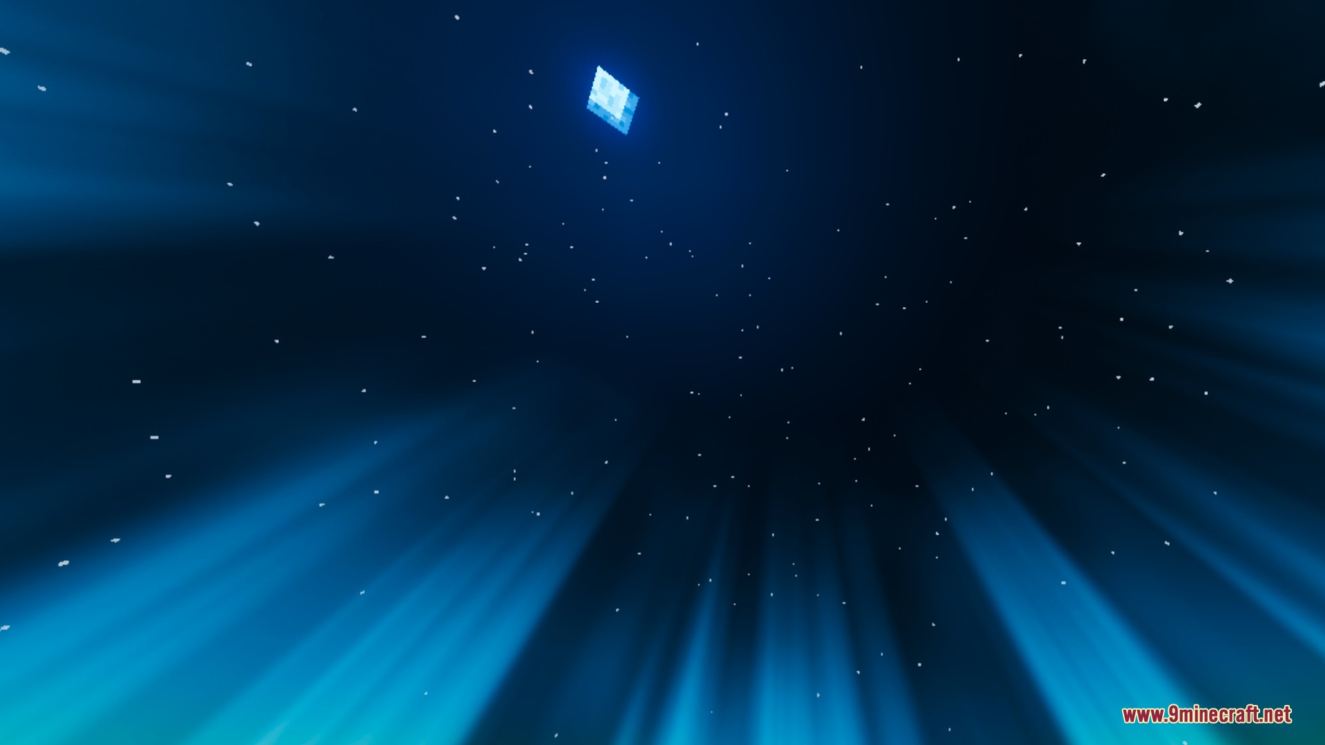 Mike Ultra Visuals Shader Screenshot 6 The square moon glows through blue light beams in the starry sky