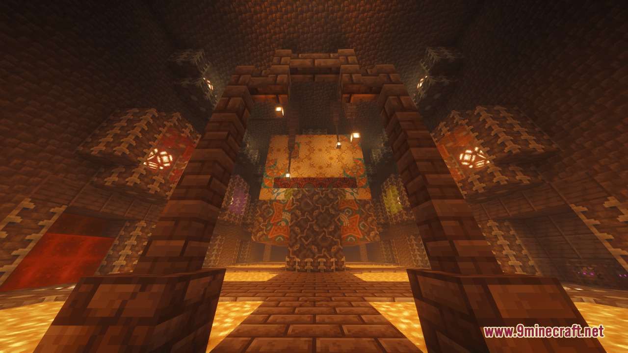 Millager Village Defenders Mod Screenshot 3 A large underground strong room with lava and patterned terracotta walls