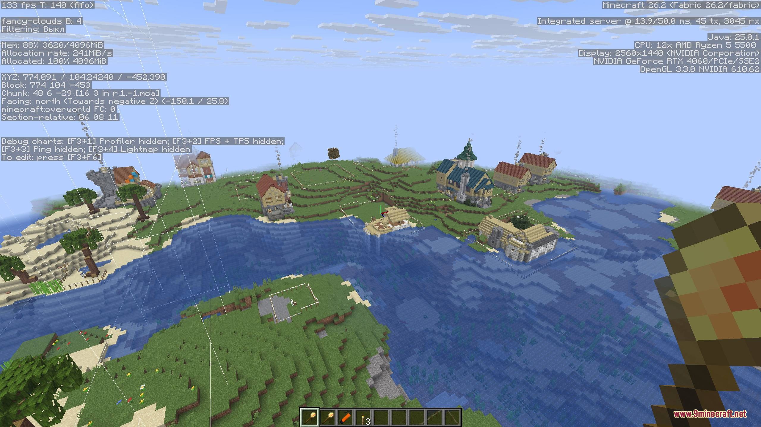 Aerial view of a coastal village showing white lines for land claims