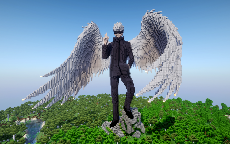 Minecraft Satoru Gojo Angel JuJutsu Kaisen Statue Free Schem Schematic Thumbnail