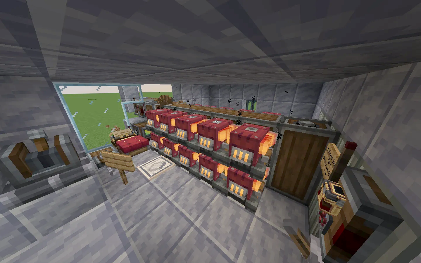 Mk 283 Excavator 332 Schematic Screenshots 1 Interior view of the machine cabin with rows of red portable engines
