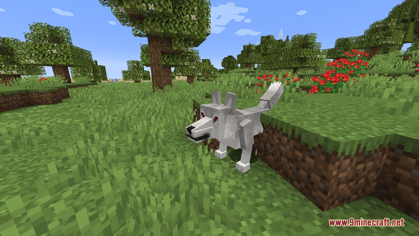 Mo' Creatures Port Mod Screenshot 6 A white werewolf with red eyes stands on a grassy hill