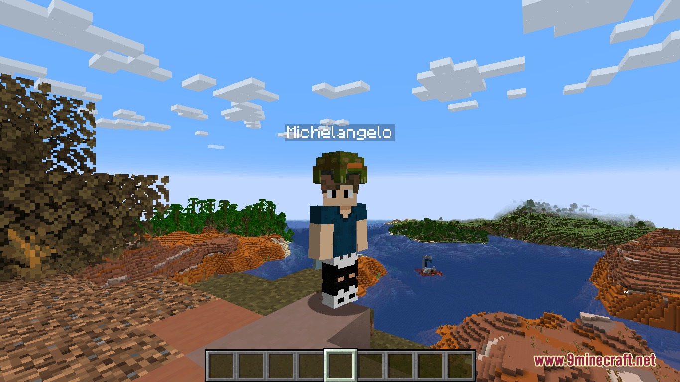 Mo' Creatures Port Mod Screenshot 8 A player character wears a pet turtle named Michelangelo on their head