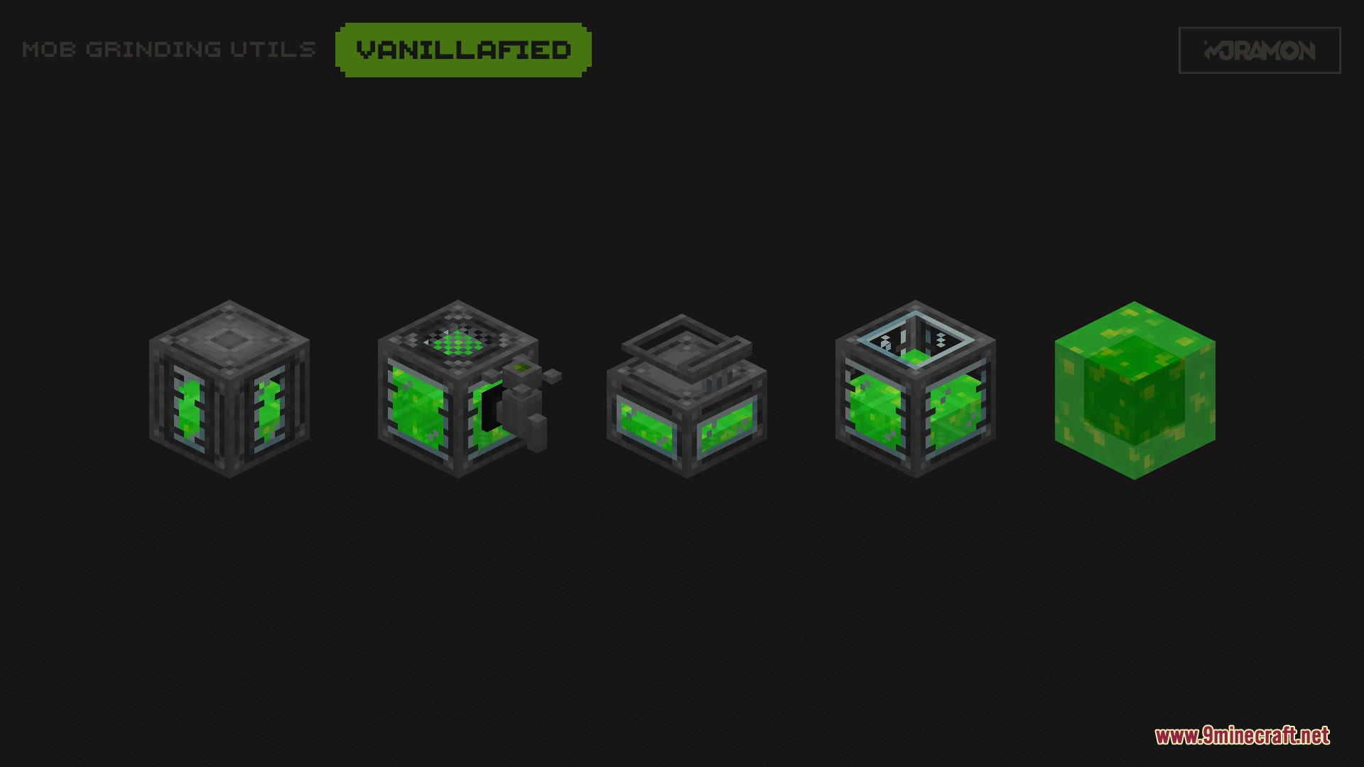 Mob Grinding Utils Vanillafied 16px Resource Pack Screenshot 6 Vanillafied pixelated textures for the same machines with vibrant green highlights