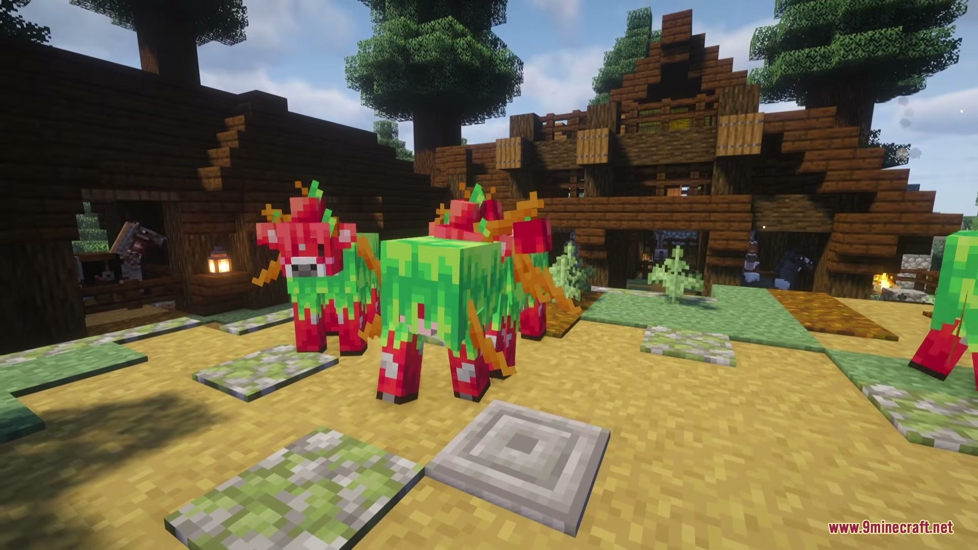 Modern Apple Cows Mod features red cows with fruit on their backs