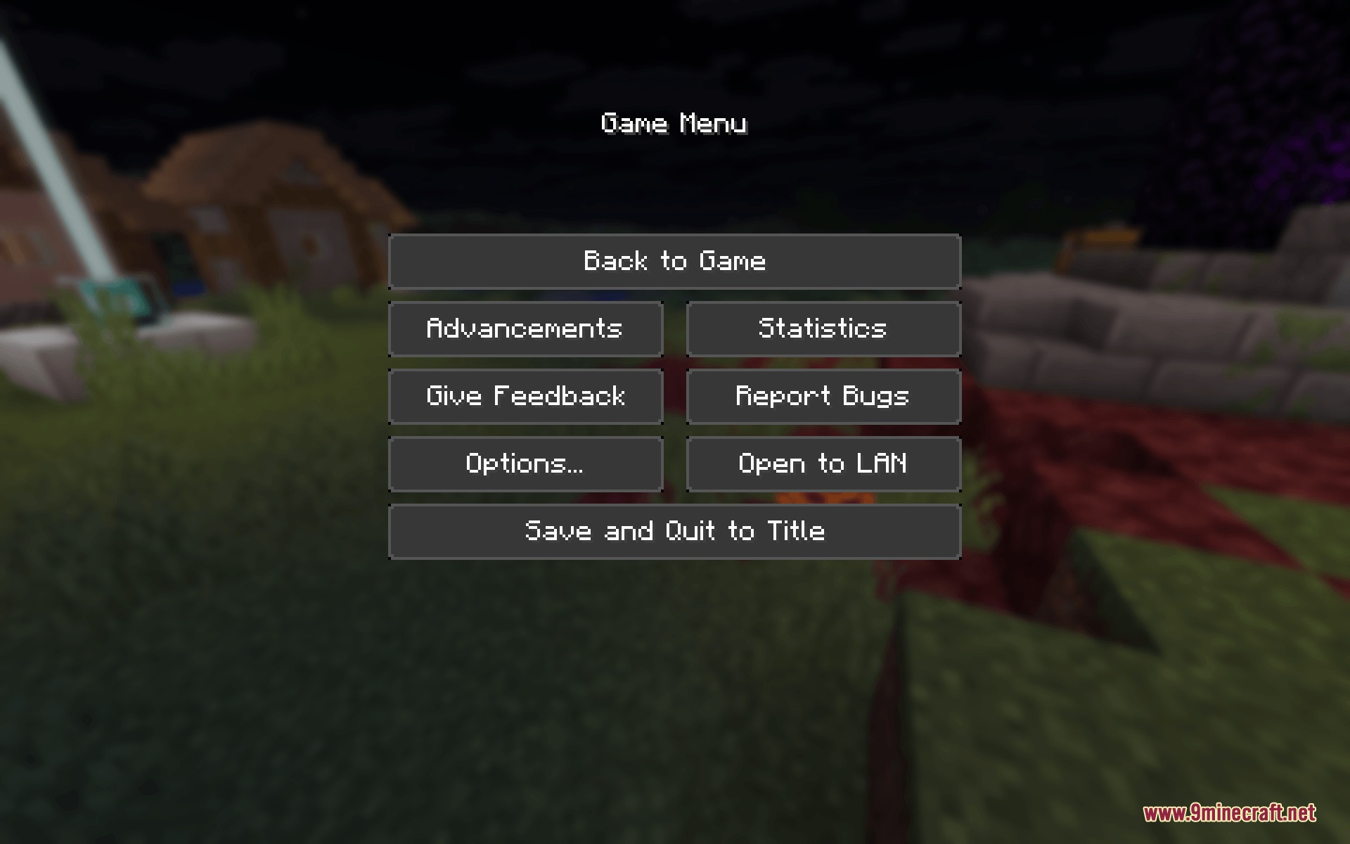 Minecraft pause menu showing options with a flat and modern dark gray design