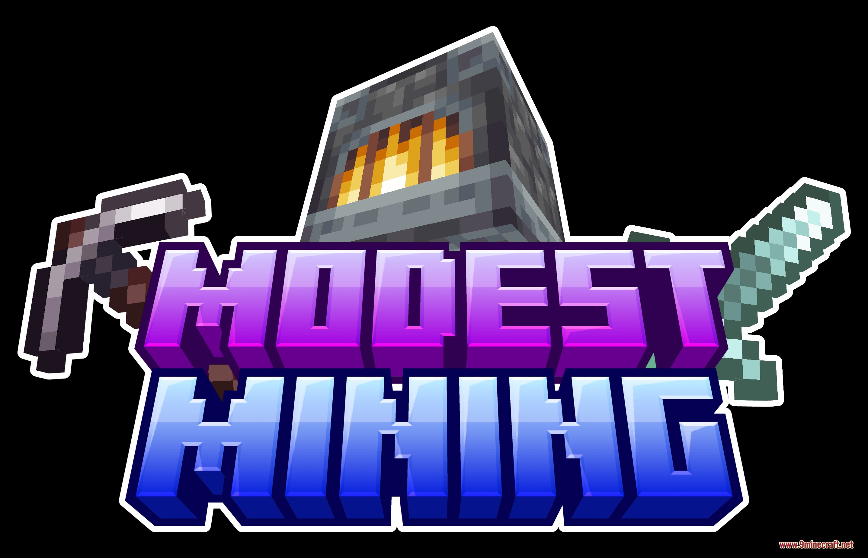 Modest Mining Mod Screenshot 1 Modest Mining mod logo featuring a furnace and various Minecraft tools