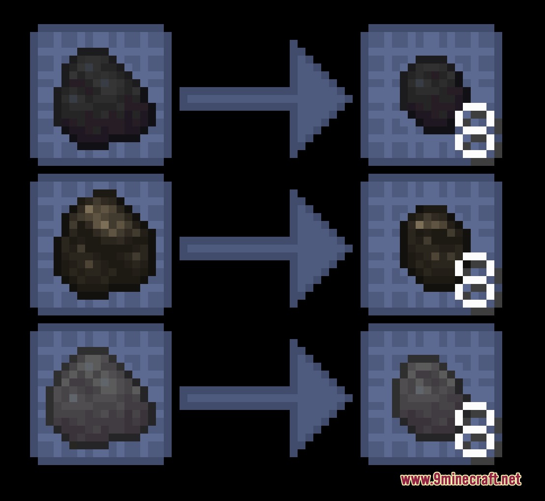 Modest Mining Mod Screenshot 6 Breaking down coal and charcoal into smaller chunks in the Modest Mining Mod