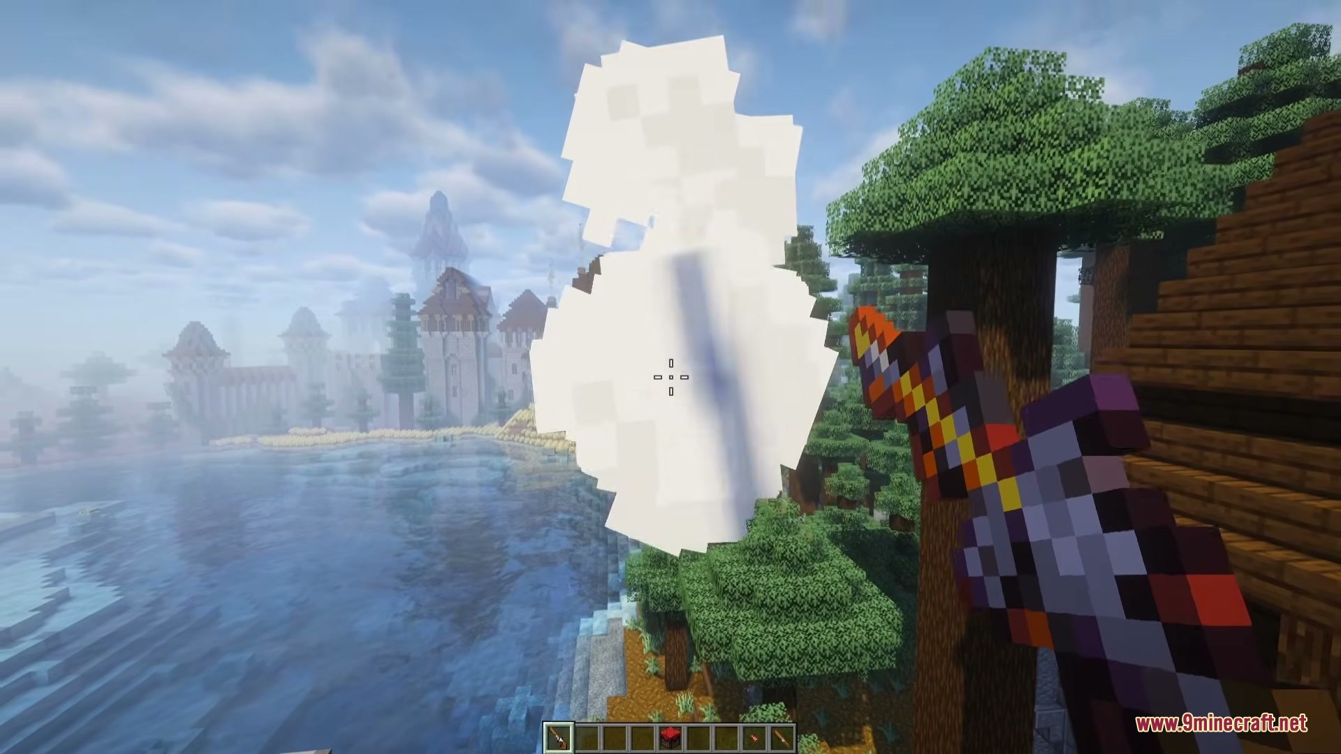 Modular Muskets Mod Screenshot 6 A large cloud of white smoke appears after firing a musket in Minecraft
