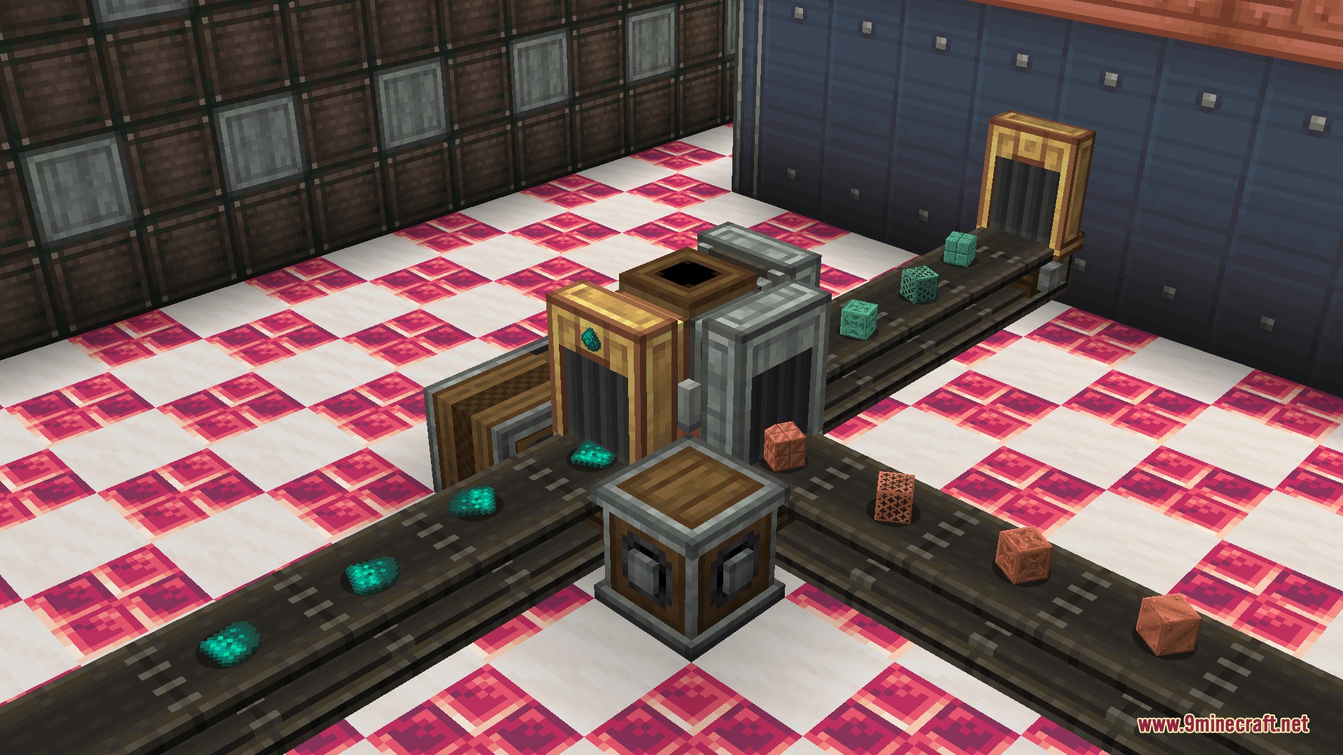 Molecular Kinetic Synthesis Mod Screenshot 3 Mechanical belts transport minerals through processing tunnels in the Molecular Kinetic Synthesis Mod