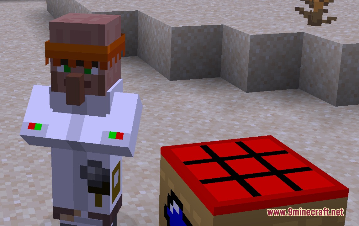 More Oress Mod Screenshot 4 A Mineral villager standing next to a custom mineral table in the desert