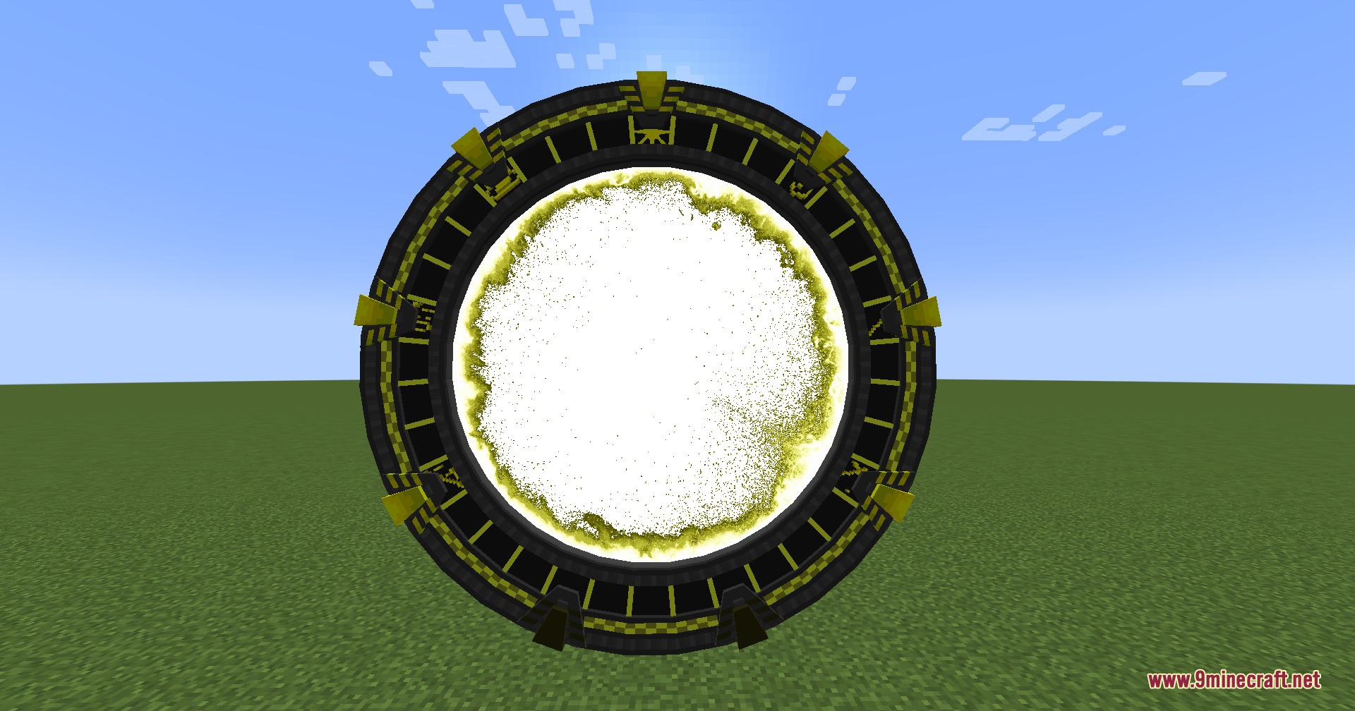Moregate Mod Screenshot 2 A large circular Stargate portal with a glowing white event horizon