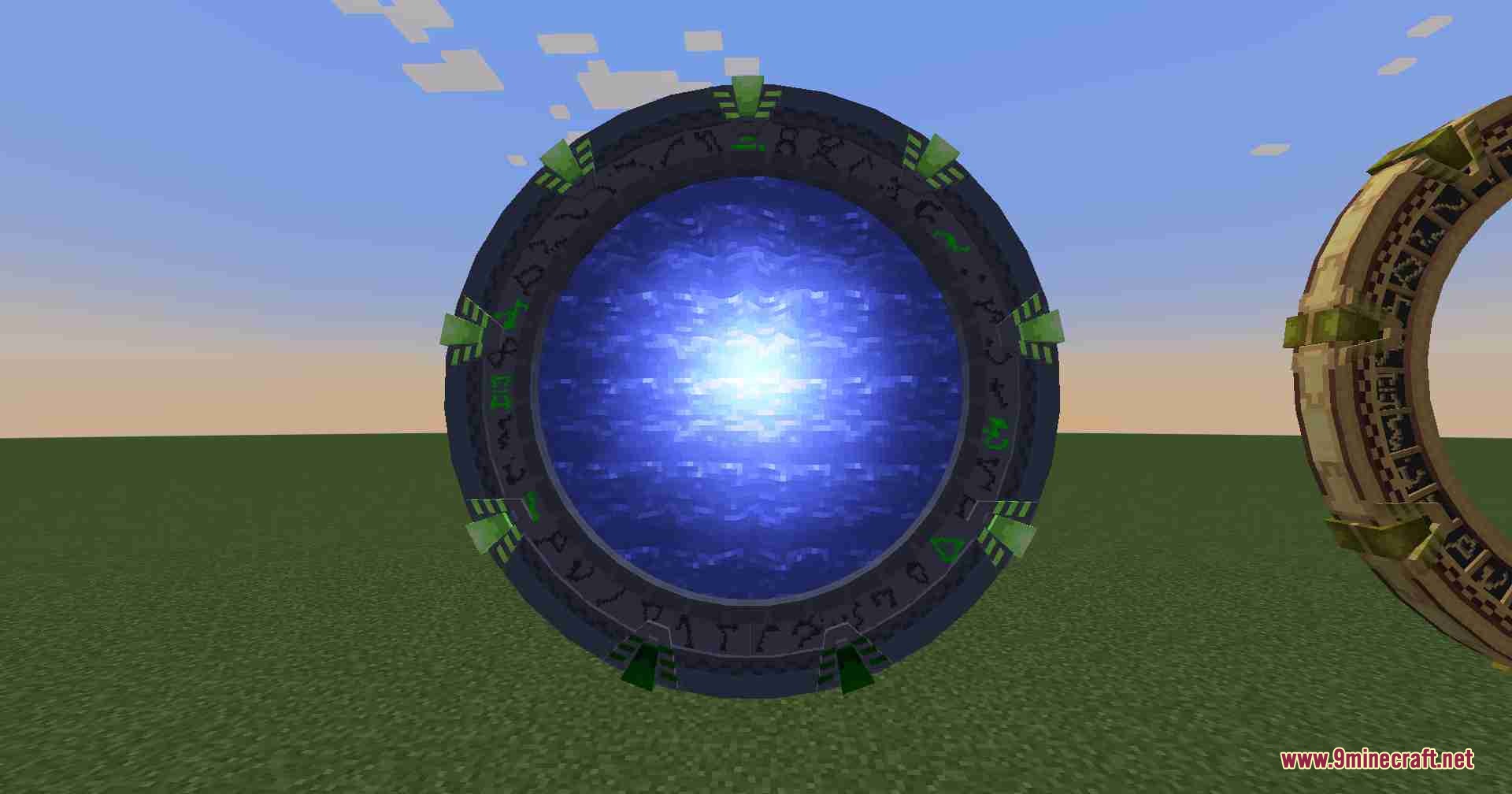 Moregate Mod Screenshot 8 A dark green Stargate variant with a glowing blue event horizon portal