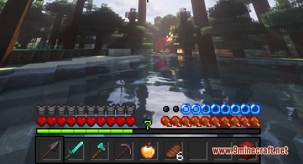 Motifity's GUI Simple GUI Resource Pack Screenshot 2 Clean dark themed user interface showing health and hunger bars in Minecraft
