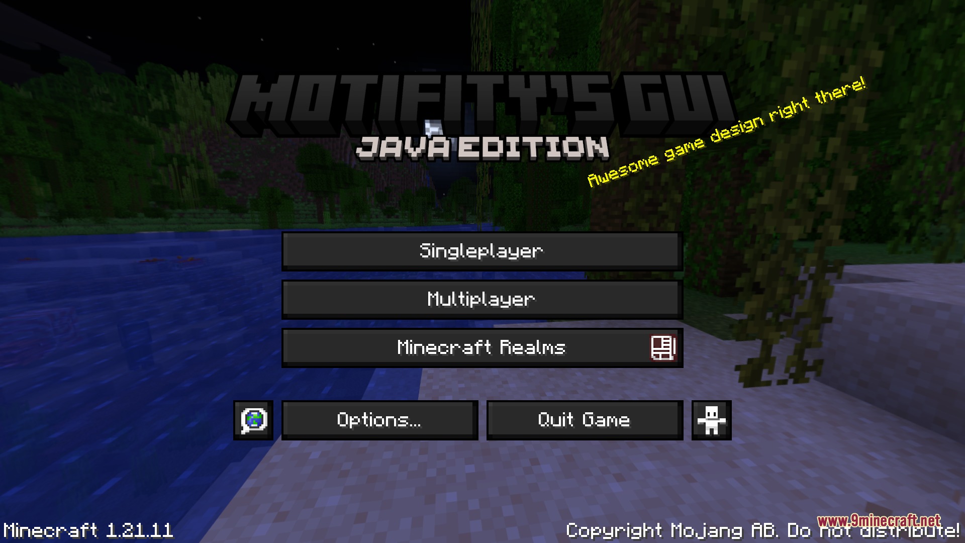 Motifity's GUI Simple GUI Resource Pack Screenshot 5 Motifity GUI main menu screen with dark theme and custom title text