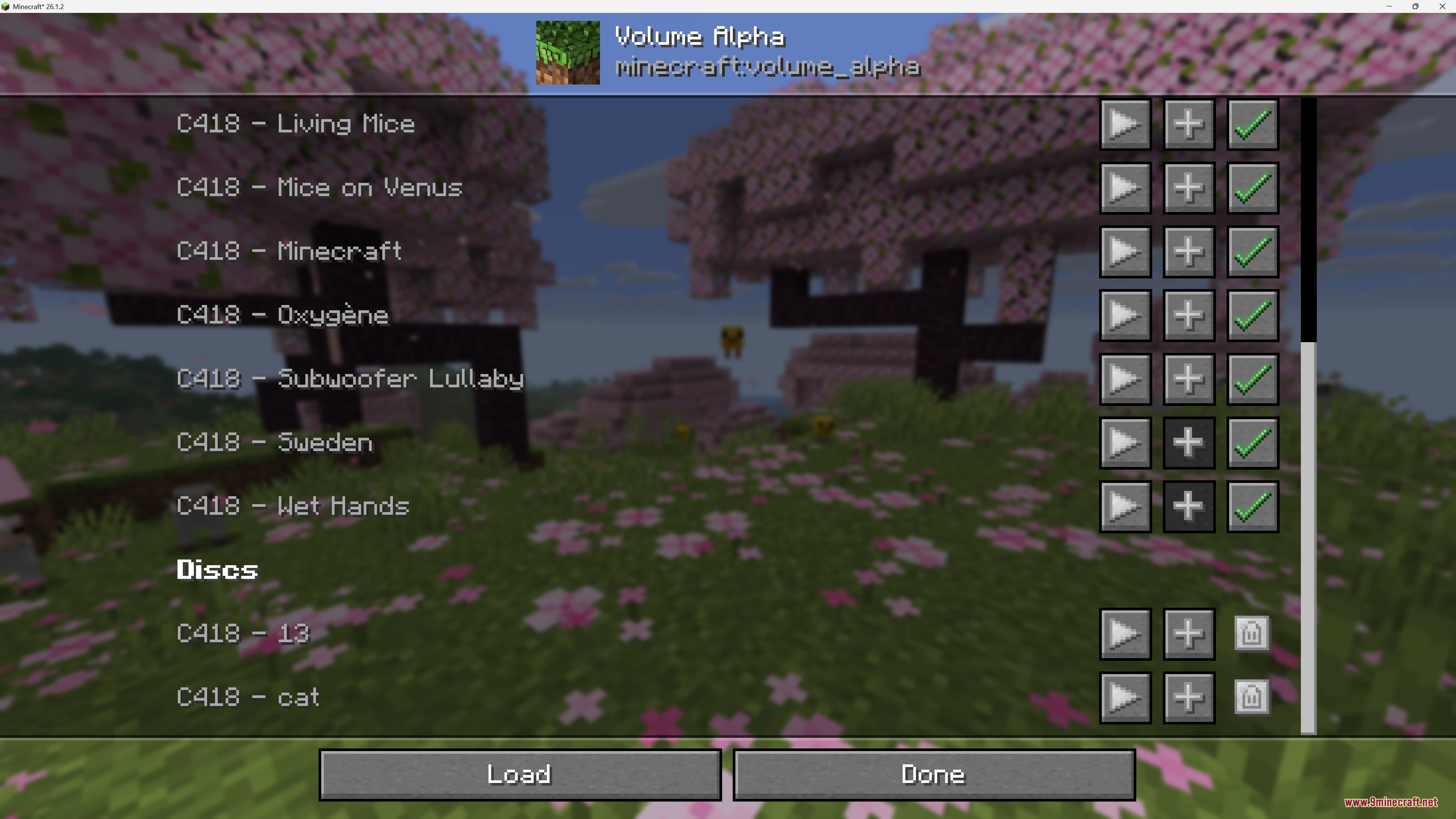 Music and Melody Mod Screenshot 2 Browsing through the Volume Alpha music album in the custom mod menu