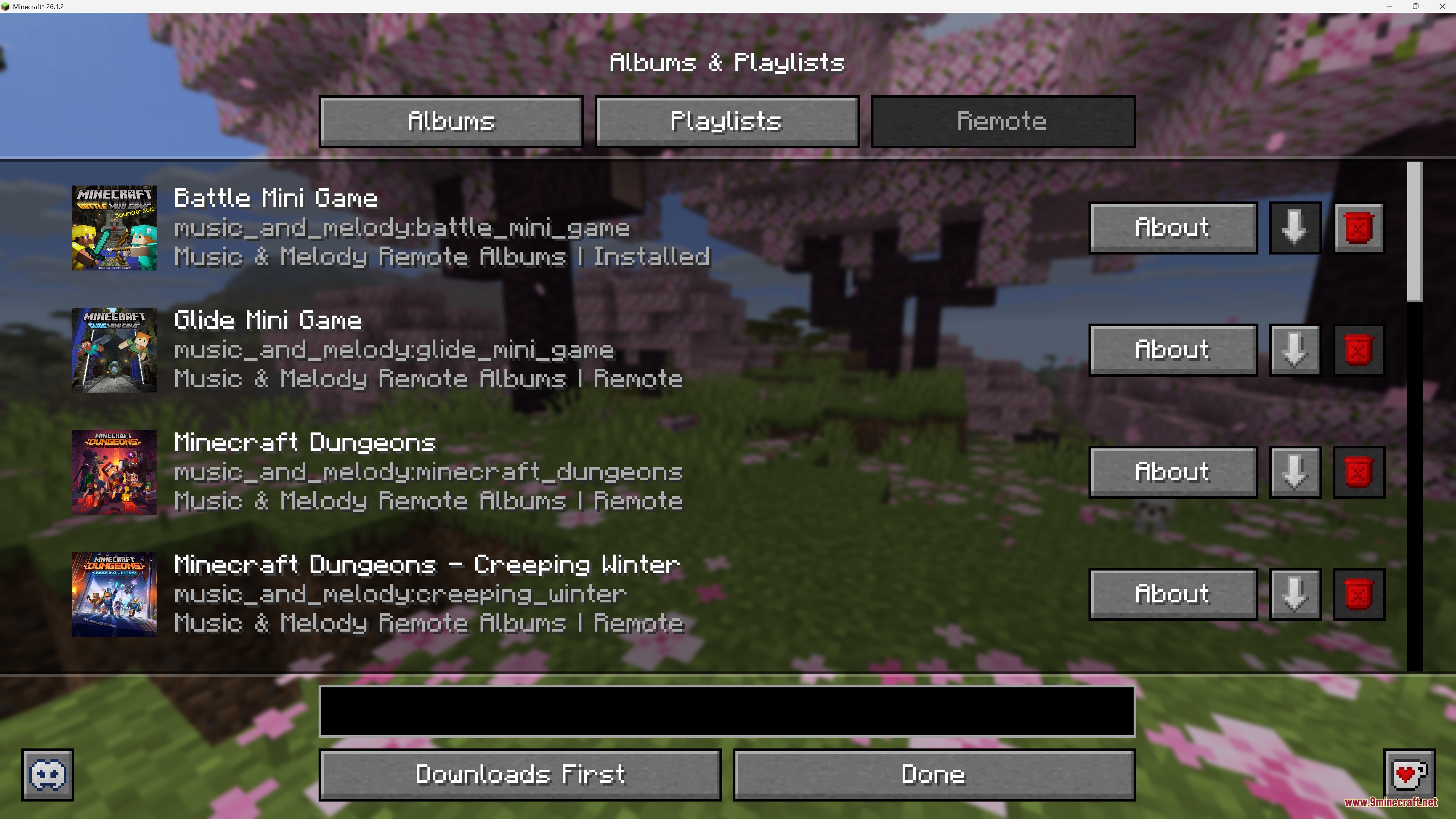 Music and Melody Mod Screenshot 3 Music and Melody Mod menu displaying various music albums and playlists for players