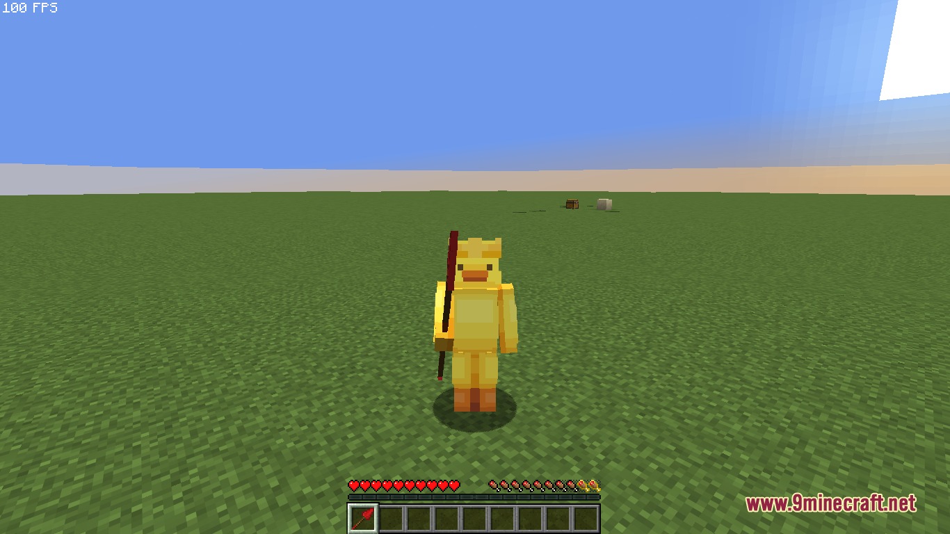 My Gem Mod Screenshot 3 Player wearing a duck skin holding a spear from My Gem Mod
