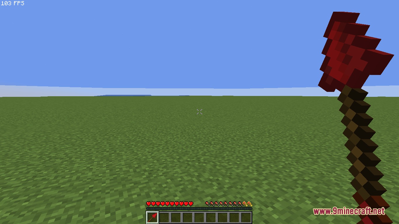 My Gem Mod Screenshot 4 First person perspective of a player holding a Red Gem spear