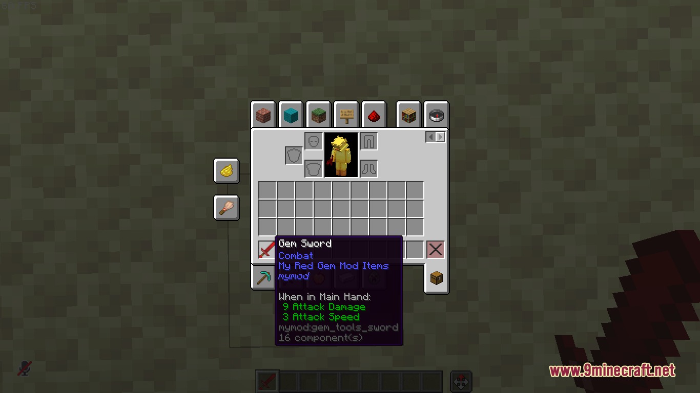 My Gem Mod Screenshot 7 Inventory display showcasing the Gem Sword from My Red Gem Mod