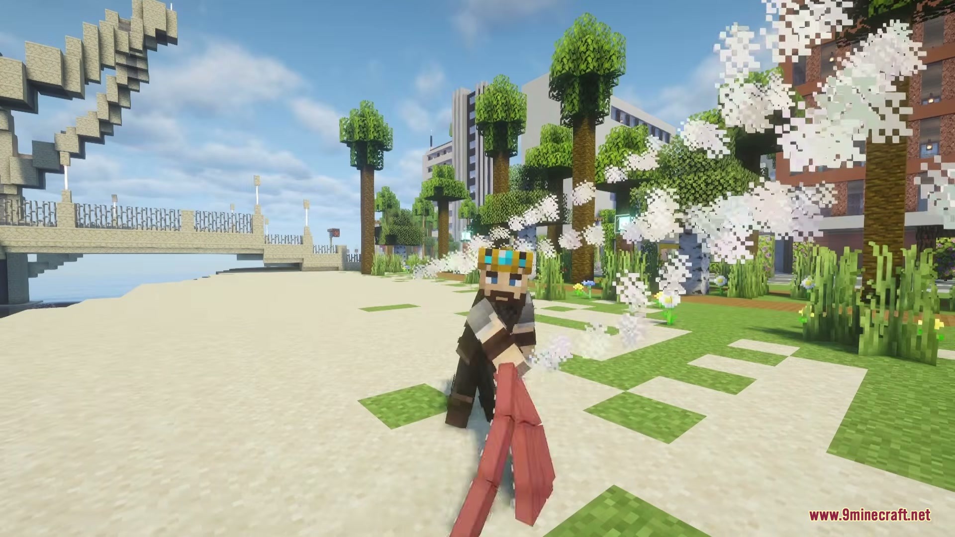 My Hero Craft MHC My Hero Academia Mod Screenshot 2 Crowned hero character wielding a red weapon with white particle effects