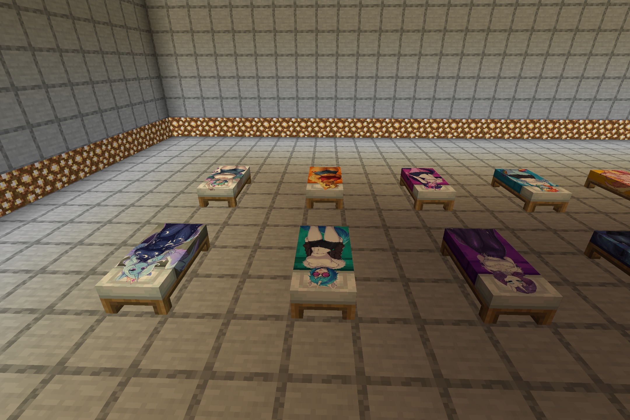 My Little Pony Girl Bed Resource Pack Screenshot 2 A closer look at several beds featuring unique anime style character designs