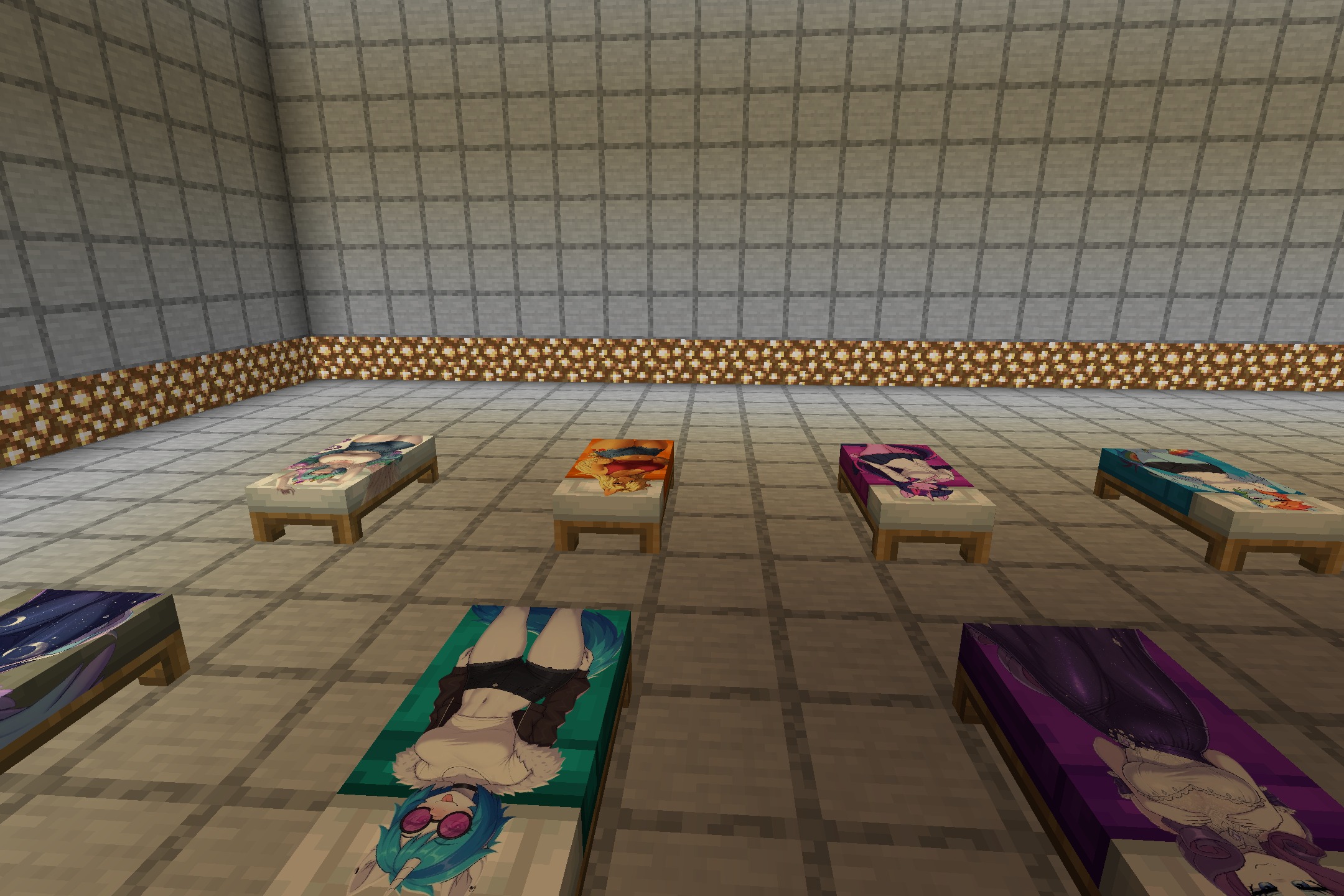 My Little Pony Girl Bed Resource Pack Screenshot 7 Perspective view of Minecraft beds with custom pony girl character art textures