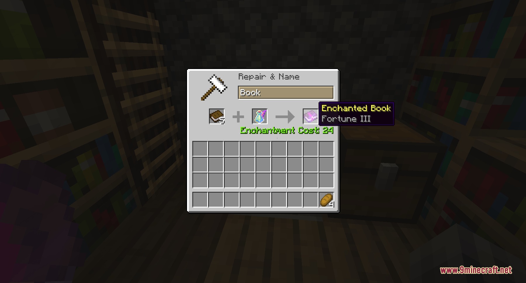 Mystic Arcane Relics Mod Screenshot 3 Combining a book and enchanted inkwell in an anvil interface