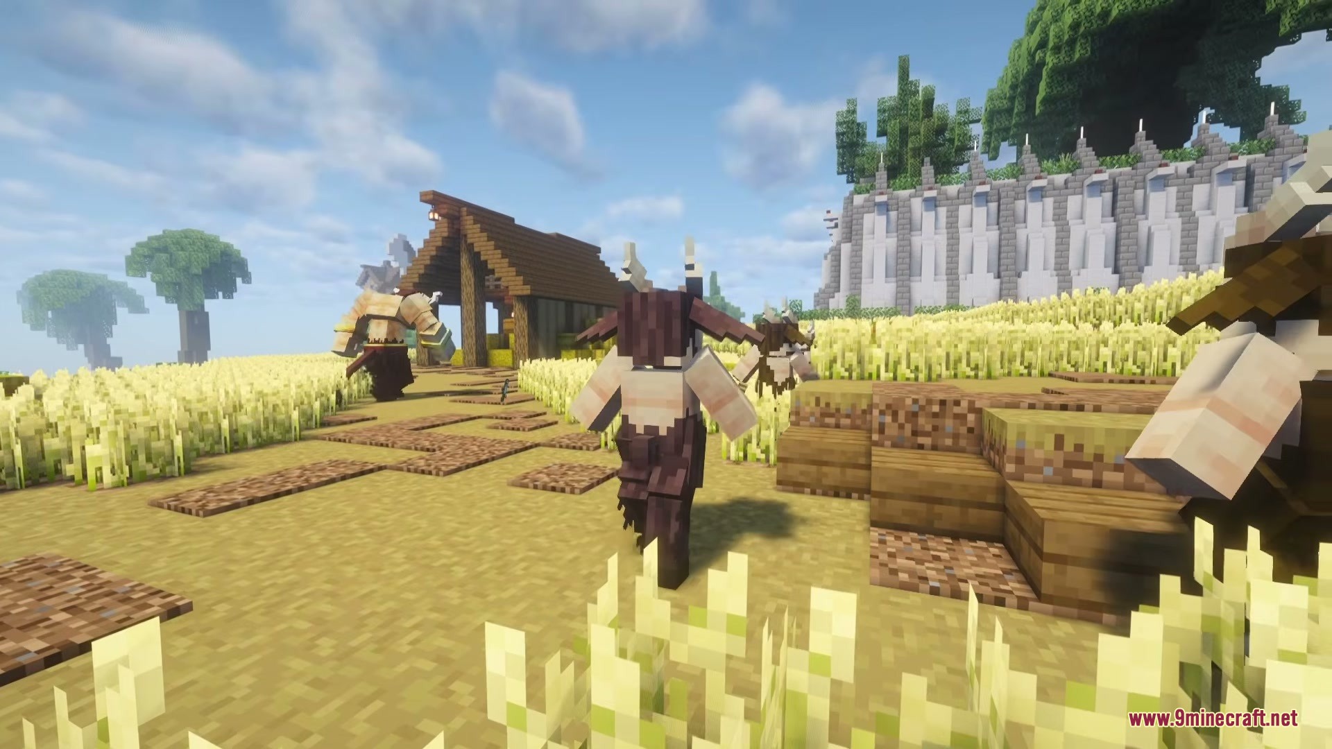 Mythika Creatures of Greek Myth Mod Screenshot 5 Satyrs from Mythika Creatures of Greek Myth Mod wander through wheat fields