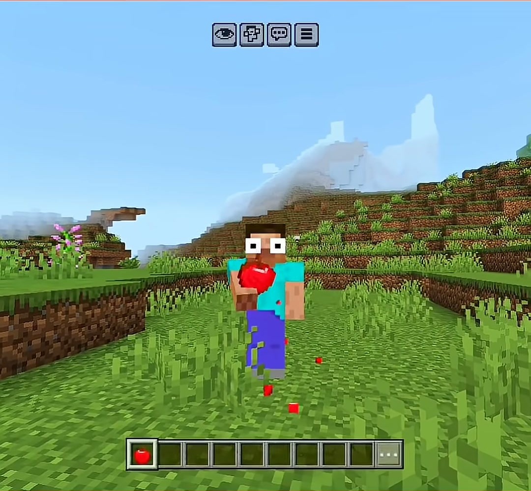 NO WAY MOD Addon Screenshot 4 Player holds an apple to change the cinematic spawn animation settings quickly