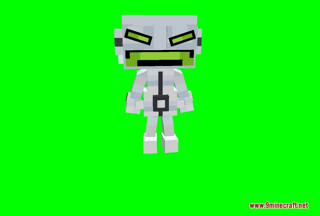 NOO Aliens OV Outfit for Alien Evo Resource Pack Screenshot 1 Minecraft model of Echo Echo with white skin and green glowing eyes