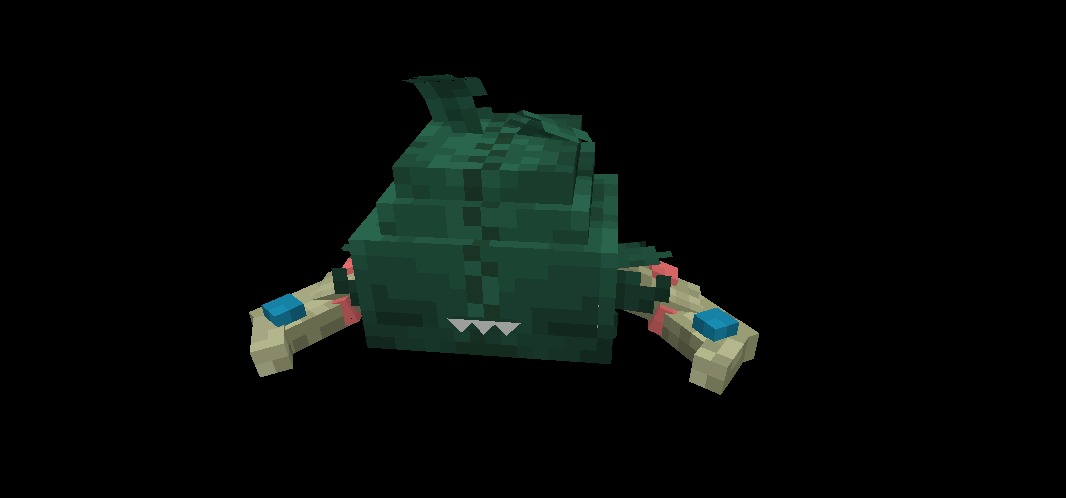 Nadymons3 Data Pack Screenshot 2 A green blocky Garbodor creature model with large arms and debris