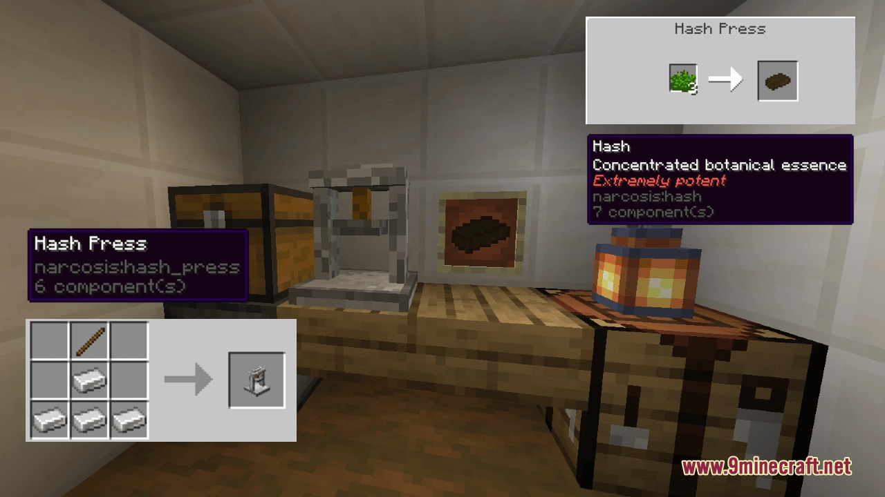 Narcosis Mod Screenshot 3 Crafting recipe and interface for the Hash Press in Narcosis Mod