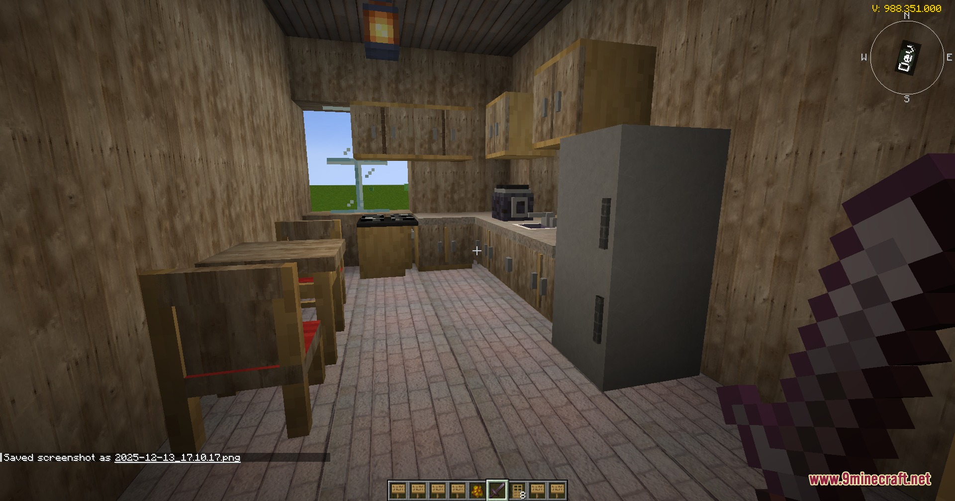 Nations & Villagers AI Reborn Mod Screenshot 2 A detailed kitchen interior featuring a refrigerator and stove with wooden furniture