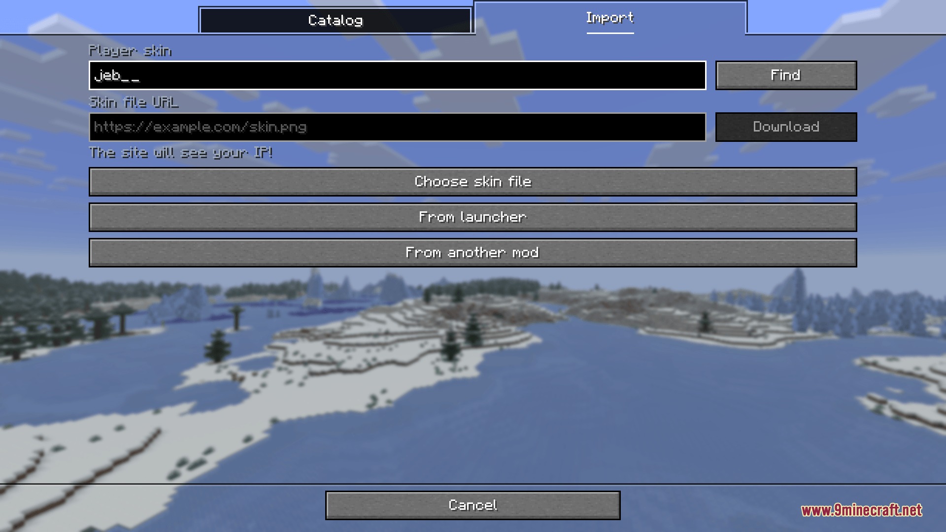 Native Persona Skinning Mod Screenshot 4 Import screen for adding custom skins via username or file