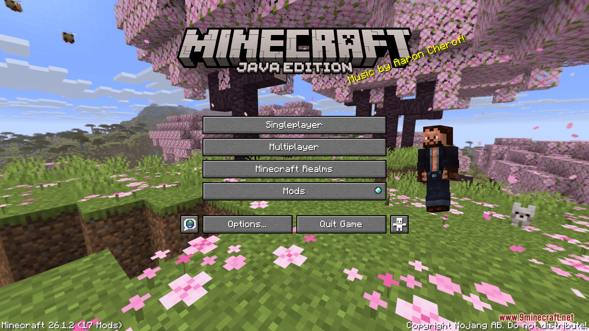 Native Persona Skinning Mod Screenshot 6 Custom player character standing on the main menu with cherry blossom trees