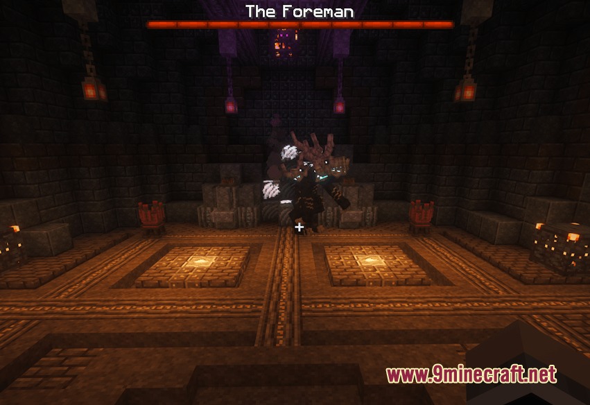 Neo Vitae Mod Screenshot 6 The Foreman boss stands in a grand underground arena with glowing floors