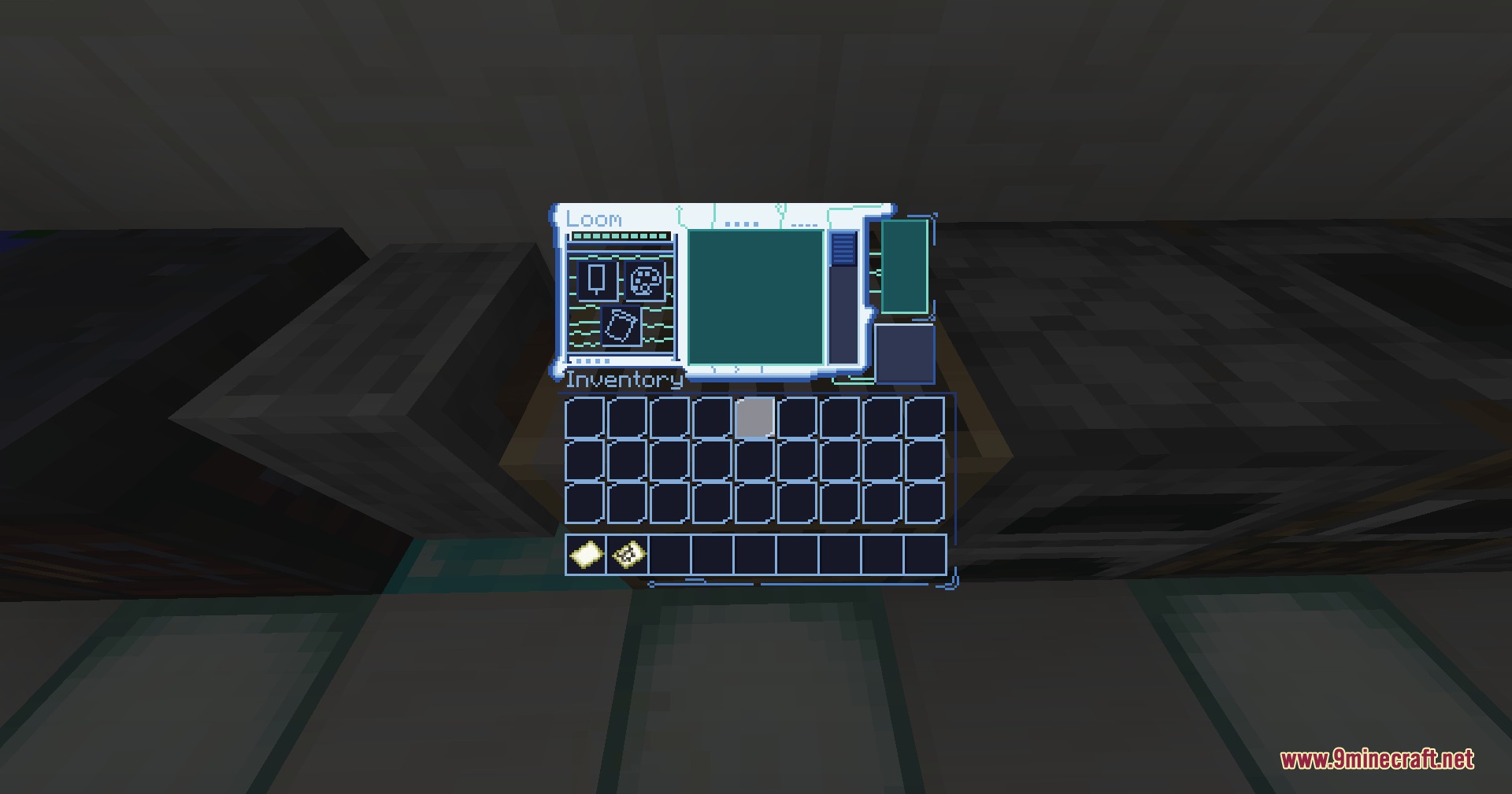 Neon Pulse Interface Resource Pack Screenshot 6 Sleek futuristic loom menu with glowing blue borders and dark inventory panels