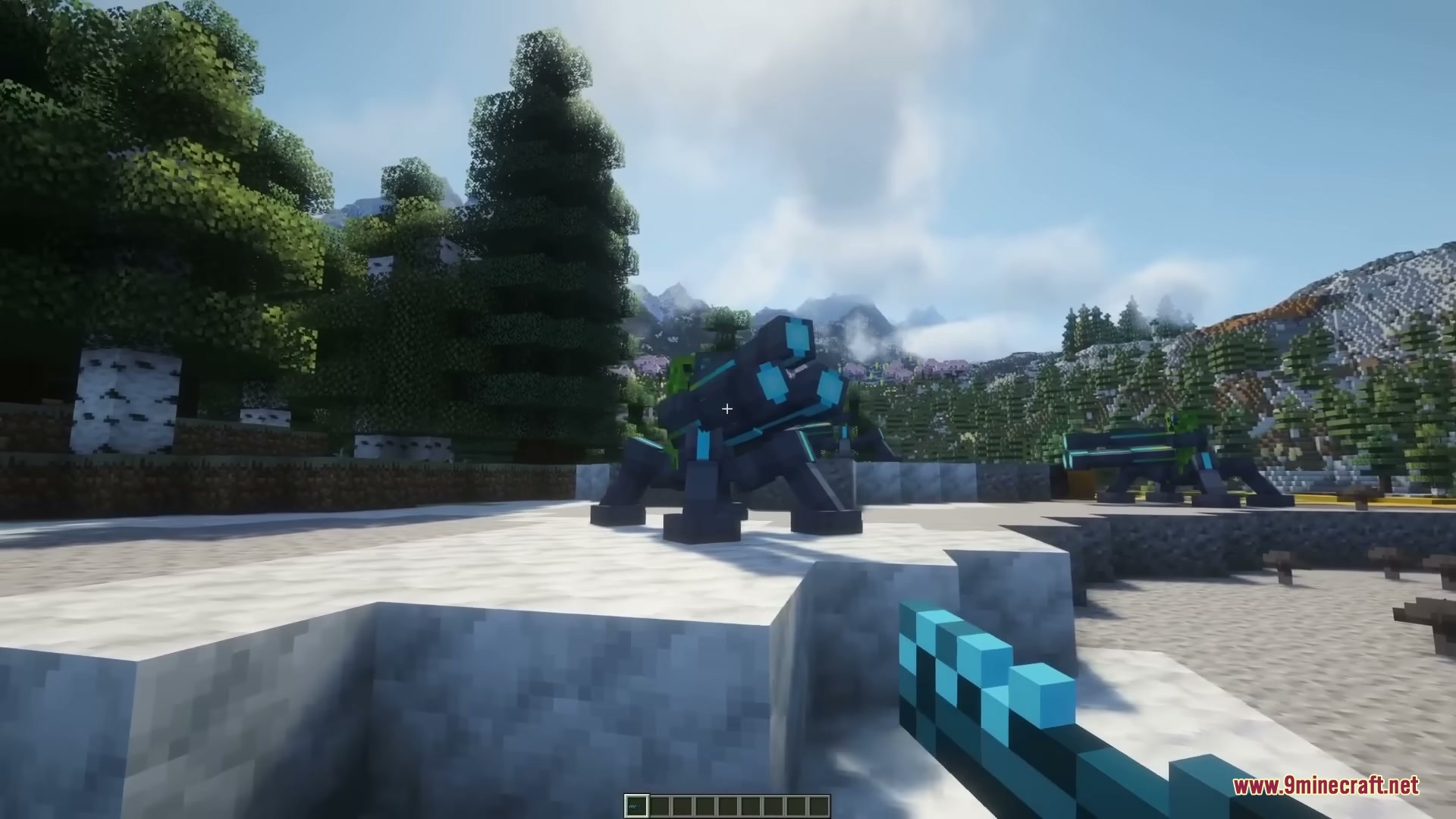 Neon Sentry Keeper Mod Screenshot 8 A player uses a KeePad to configure a mechanical sentry turret