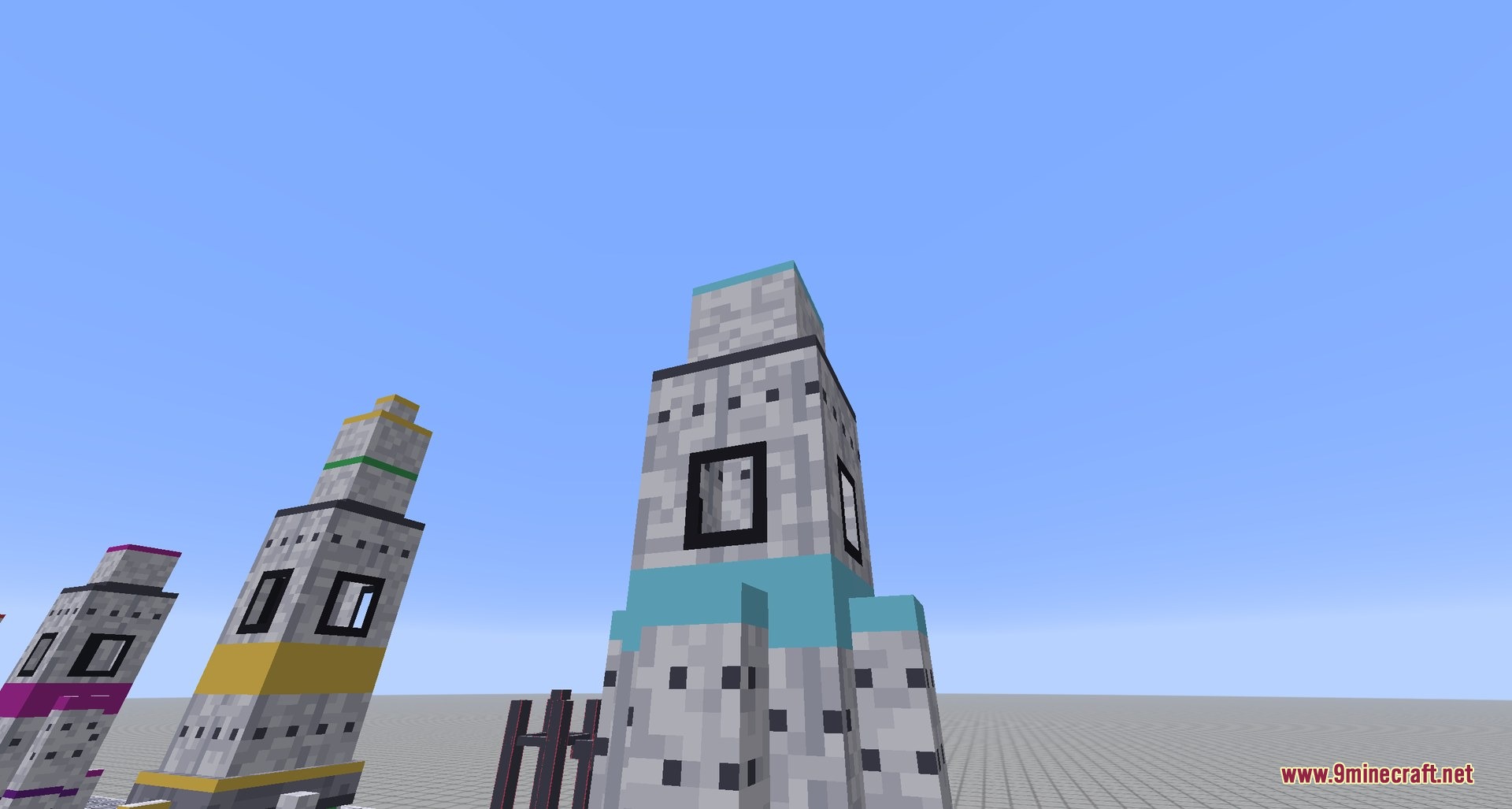 Nerospace Mod Screenshot 1 Close up view of a grey rocket with a light blue stripe