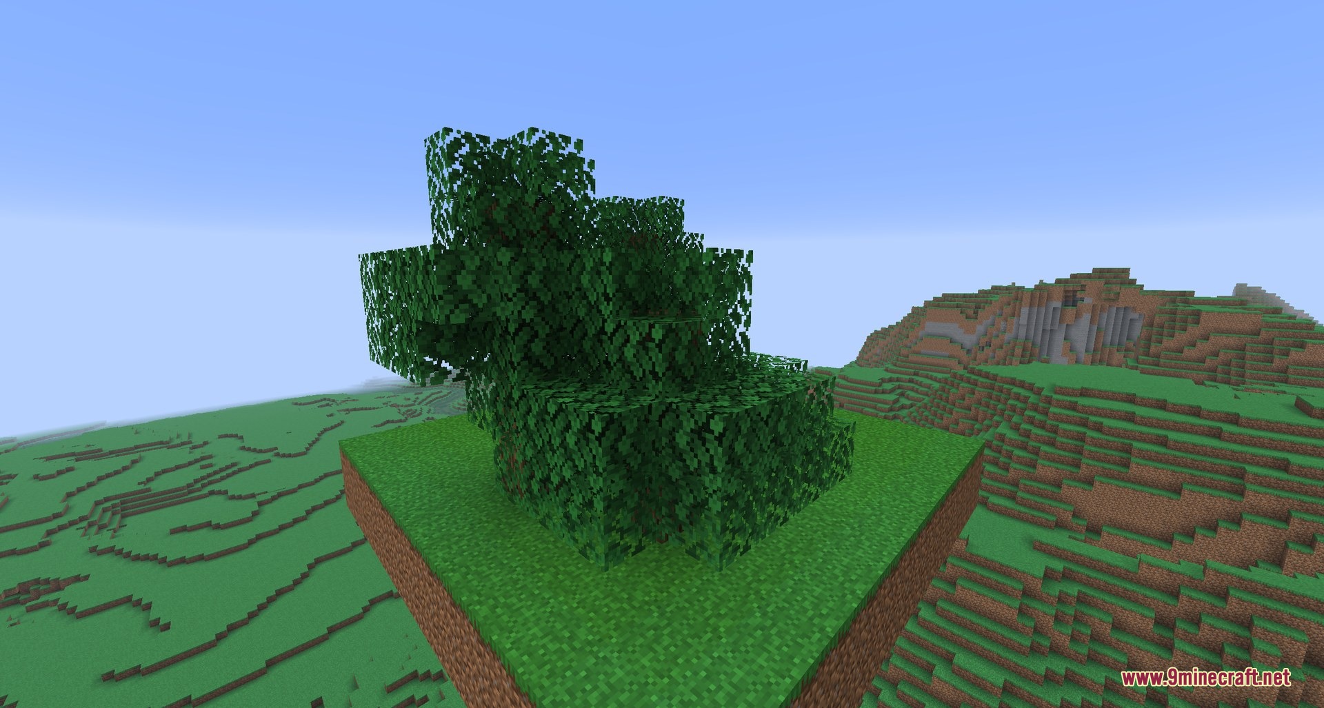 Nerospace Mod Screenshot 7 A floating island with green grass and a leafy green bush