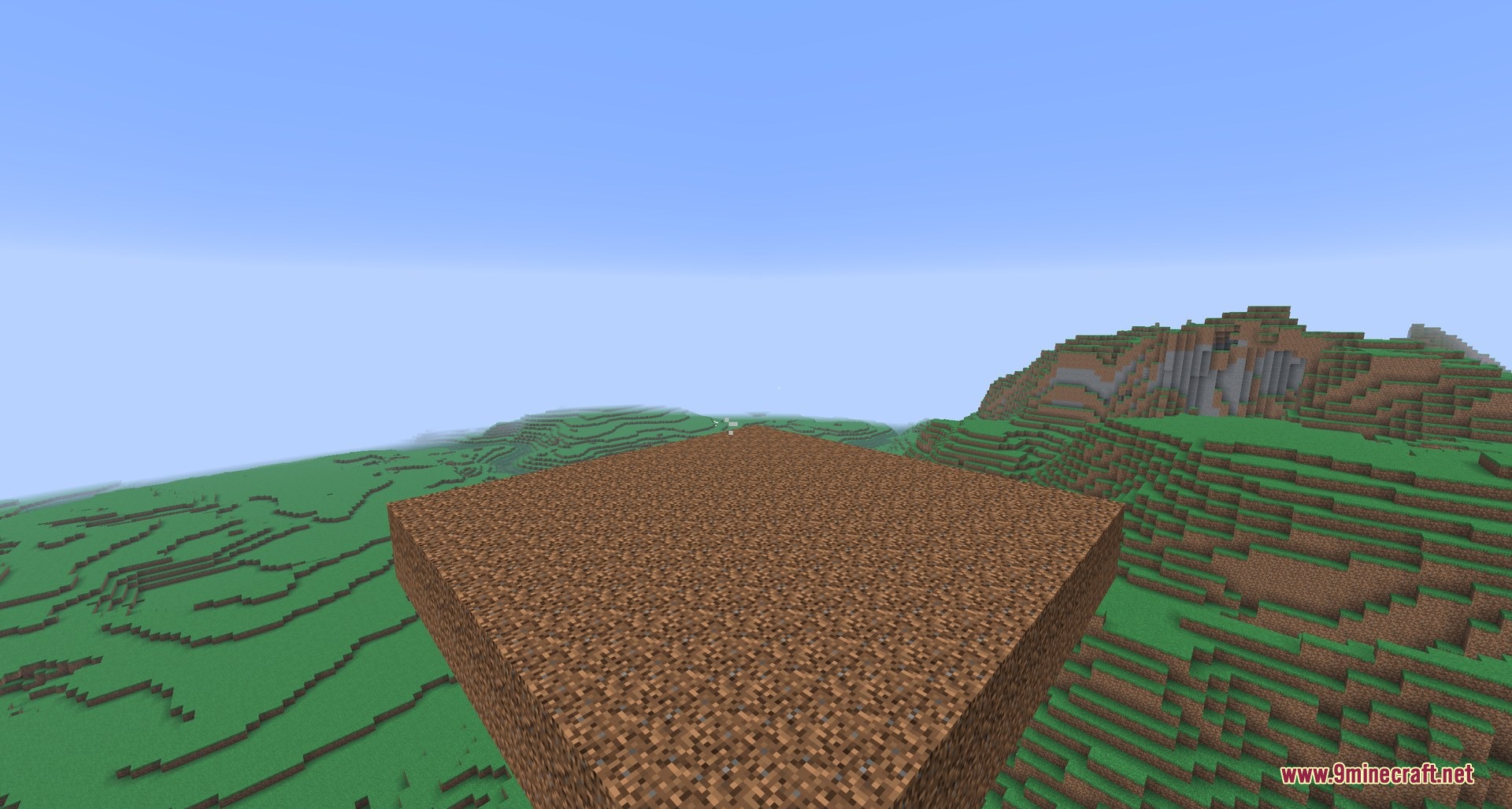 Nerospace Mod Screenshot 8 A floating platform made of brown dirt blocks in Minecraft