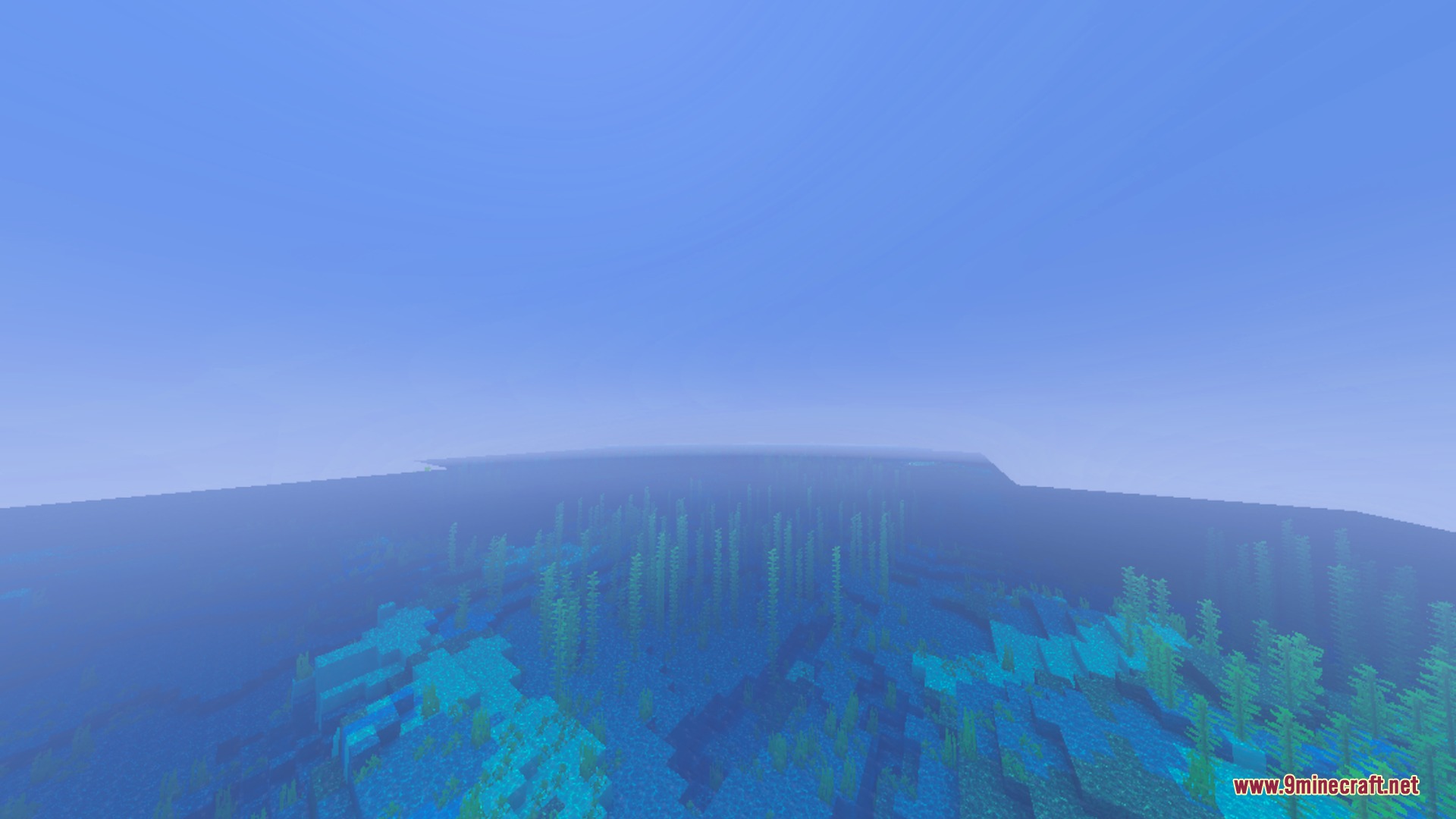 Newb X Daydream Shader Screenshot 1 Peaceful underwater view featuring green kelp plants under clear blue water
