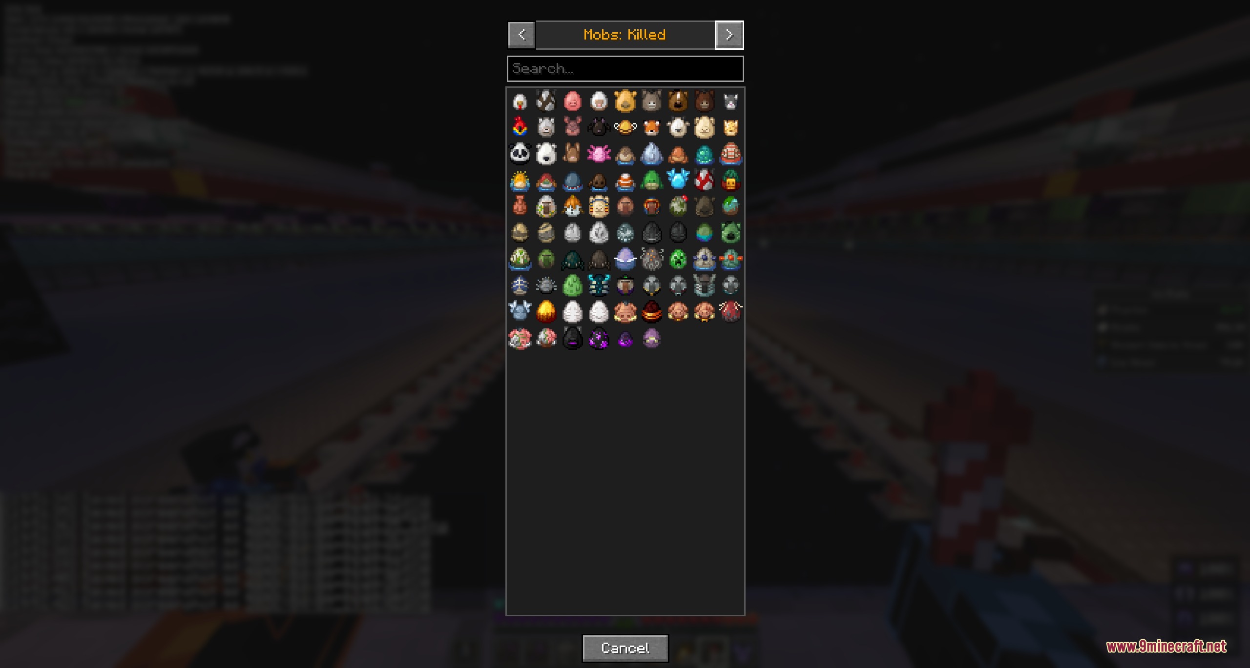 Nix Stats Mod Screenshot 7 Grid of mob icons for tracking kill statistics in the Nix Stats Mod