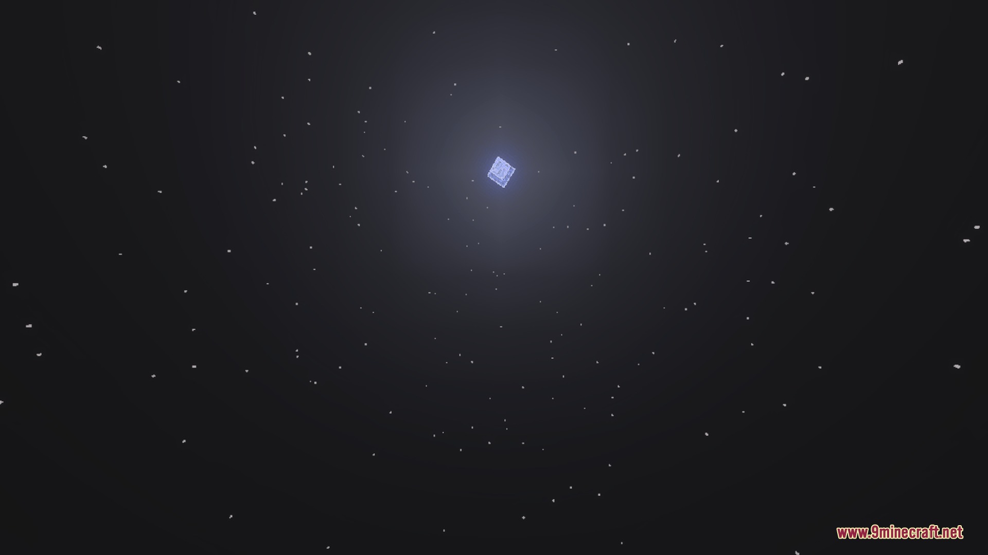 A square moon glows brightly in the dark starry night sky