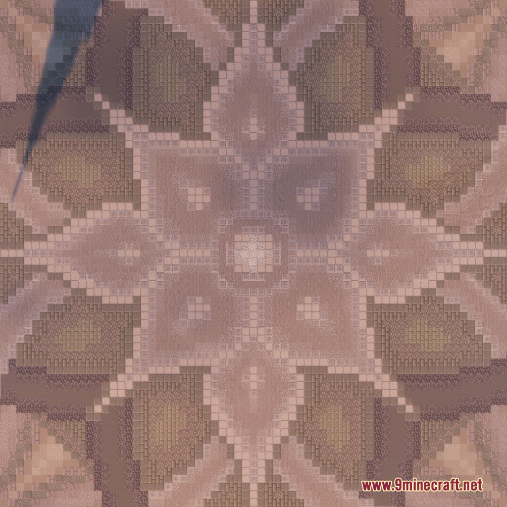Northern Council Panorama Resource Pack Screenshot 7 A large symmetrical mosaic floor pattern created with various Minecraft building blocks