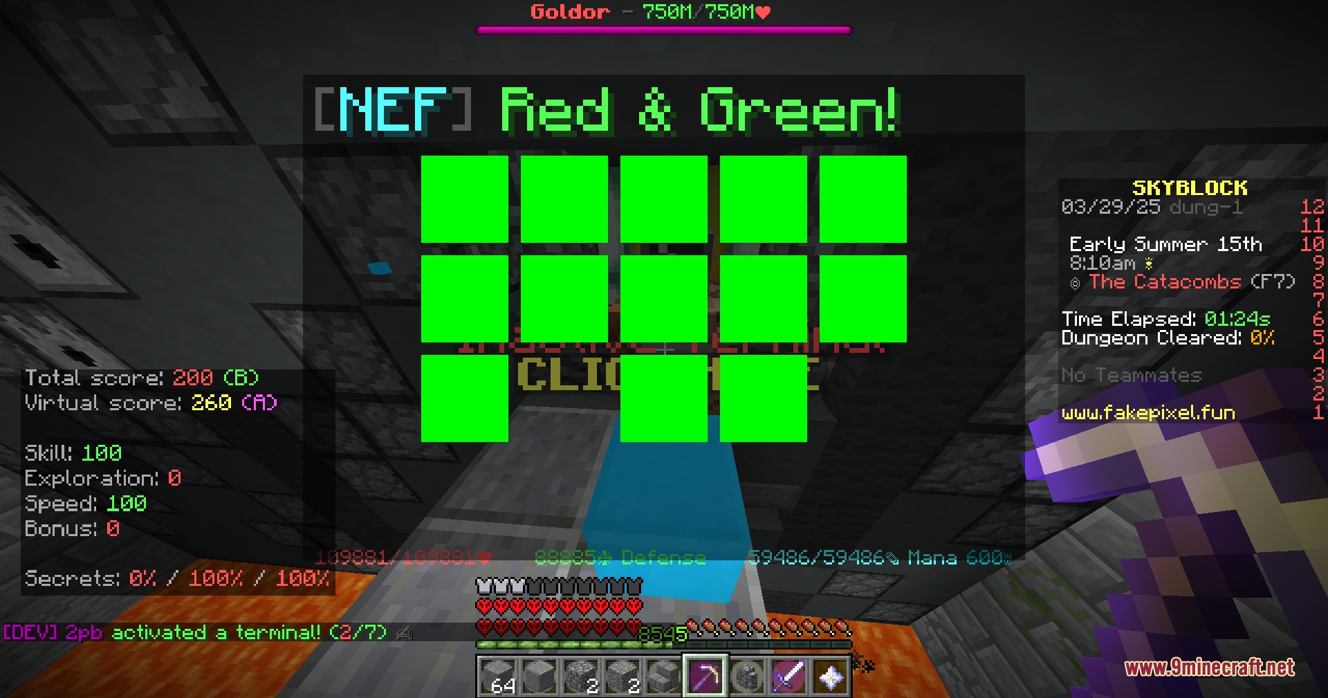 Not Enough Fakepixel Mod Screenshot 2 Not Enough Fakepixel mod displays a visual solver for the red and green terminal