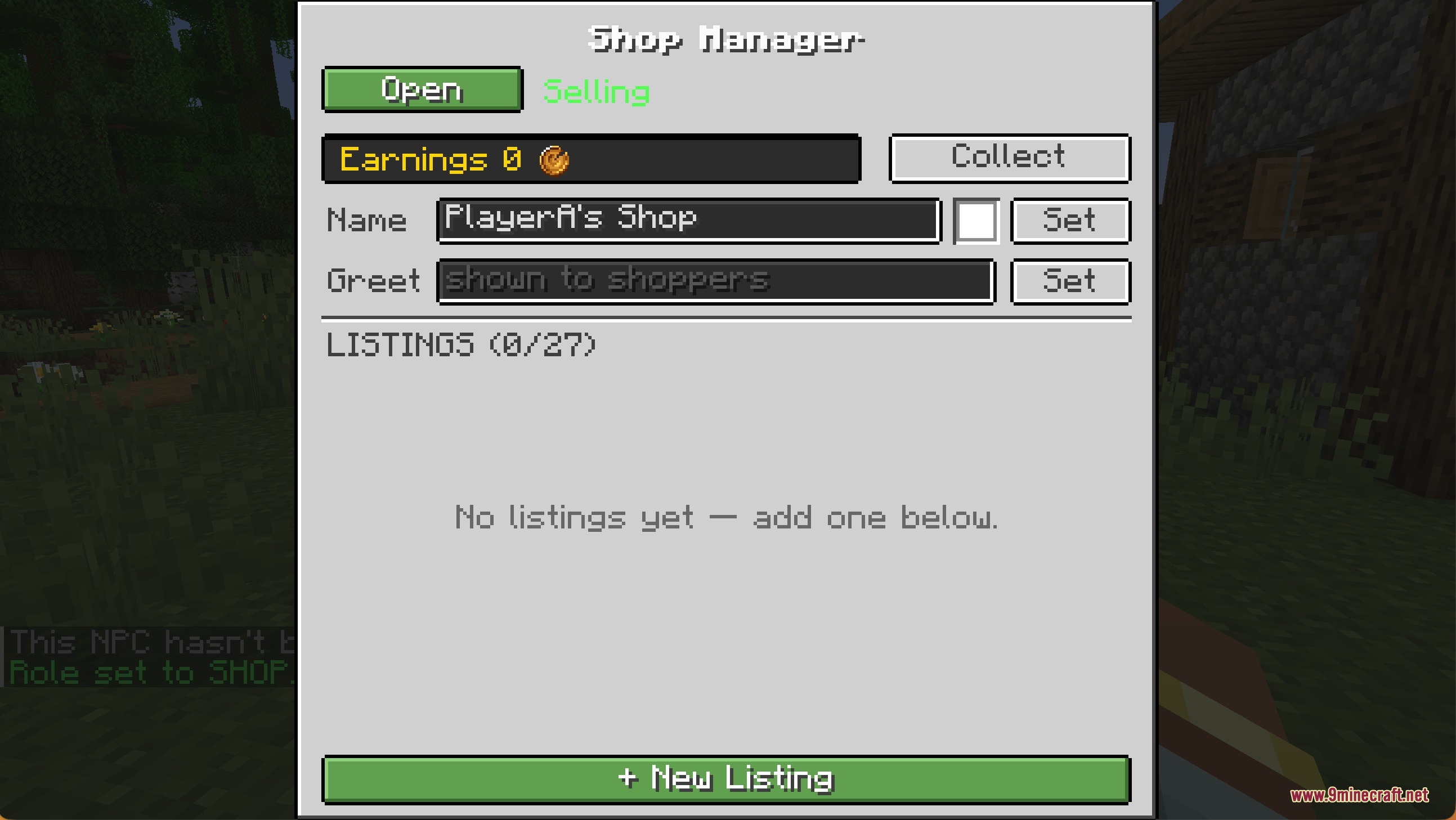 Notches Currency Mod Screenshot 4 The Shop Manager screen provides options for setting up and managing stores